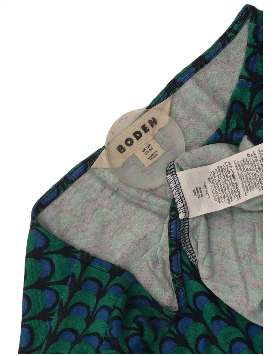 Abito lungo da donna a maniche lunghe Boden UK 12 Viscosa geometrica blu medio