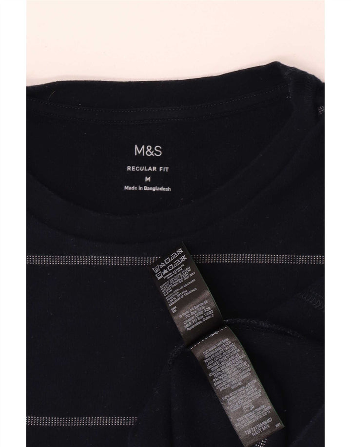 Marks & Spencer - T-shirt da uomo dalla vestibilità regolare, a righe medie, blu navy