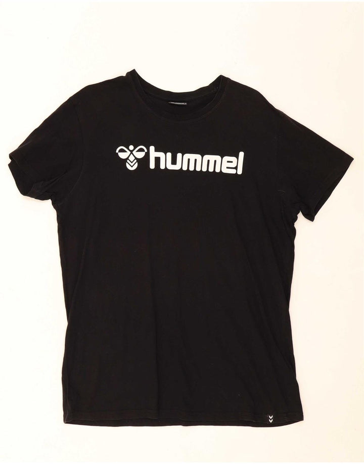 HUMMEL Mens Graphic T-Shirt Top Large Black Cotton
