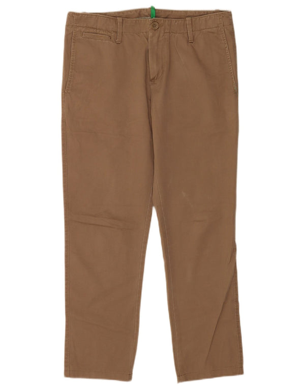 Pantaloni Chino Dritti Da Donna Benetton IT 44 Medio W32 L27 Cotone Marrone