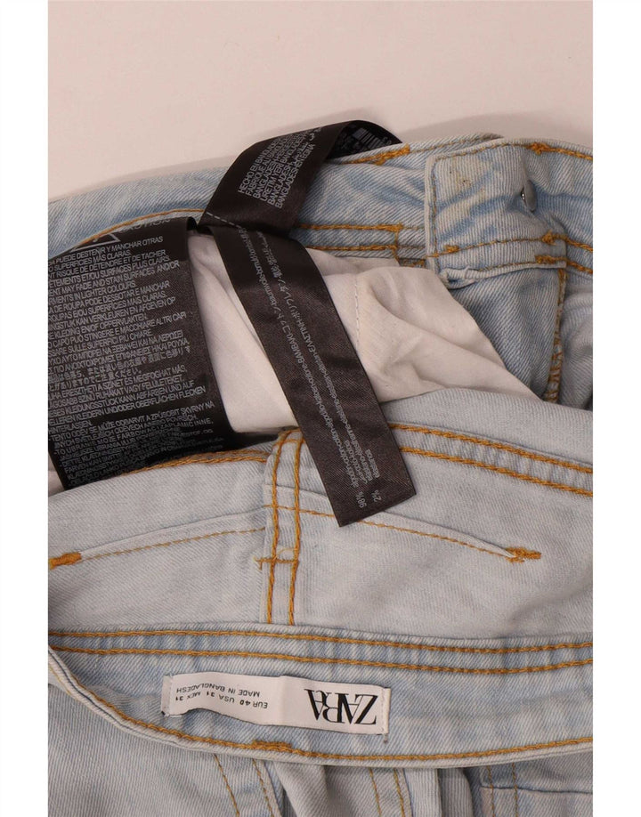 Jeans corti slim invecchiati Zara da donna EU 40 medio W30 L25 cotone blu
