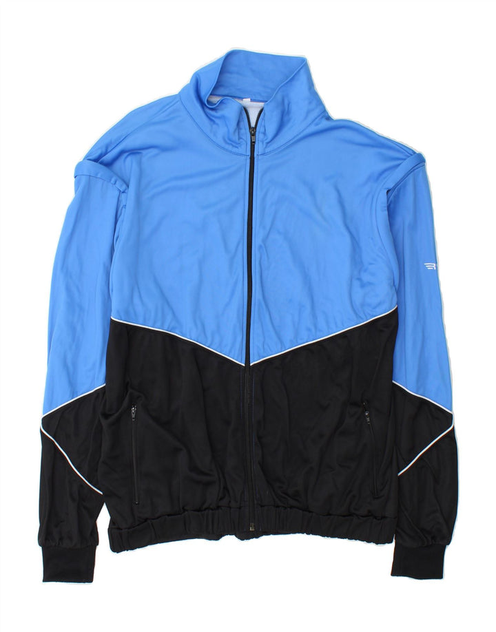 VINTAGE Mens Tracksuit Top Jacket Large Blue Colourblock Polyester Vintage Vintage and Second-Hand Vintage from Messina Hembry 