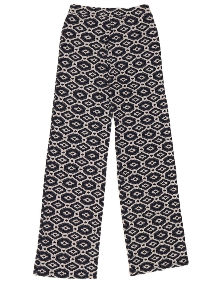 Pantaloni a gamba larga da donna Zara medi W28 L30 blu navy geometrici