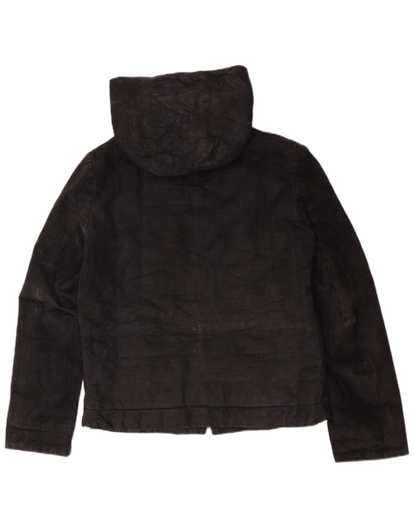 Giacca in pelle con cappuccio da donna Zarro IT 42 media nera