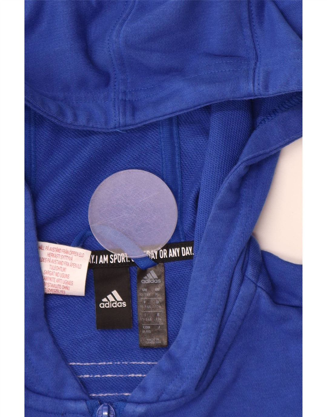 Maglione con cappuccio e zip ADIDAS per ragazzi 15-16 anni in cotone blu