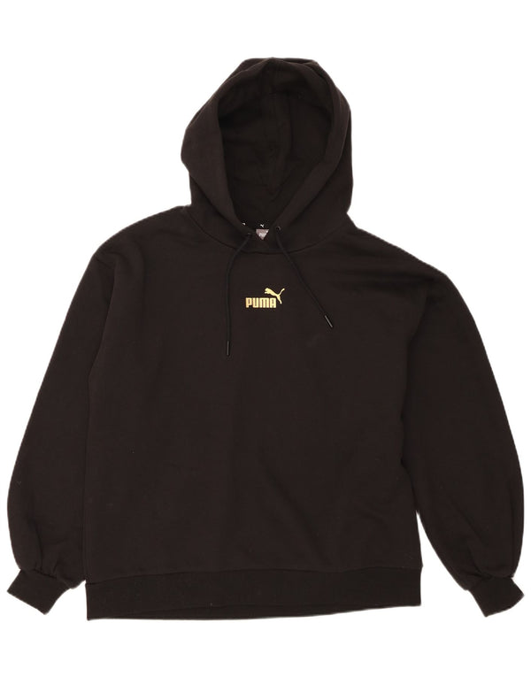 Puma Womens Oversized Hoodie Jumper UK 14 Medium Black Cotton