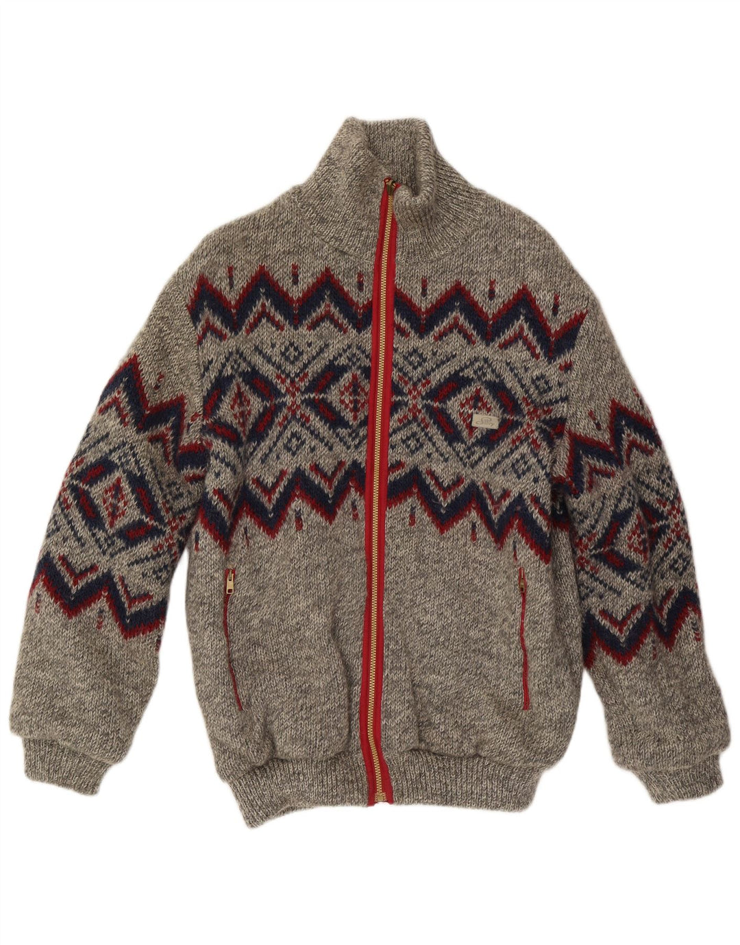 Giacca reversibile in maglia da uomo Silvy UK 40 Large Grey Geometric