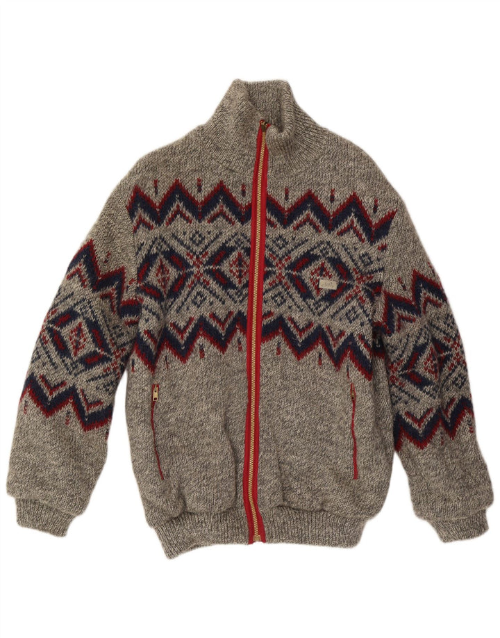 Giacca reversibile in maglia da uomo Silvy UK 40 Large Grey Geometric