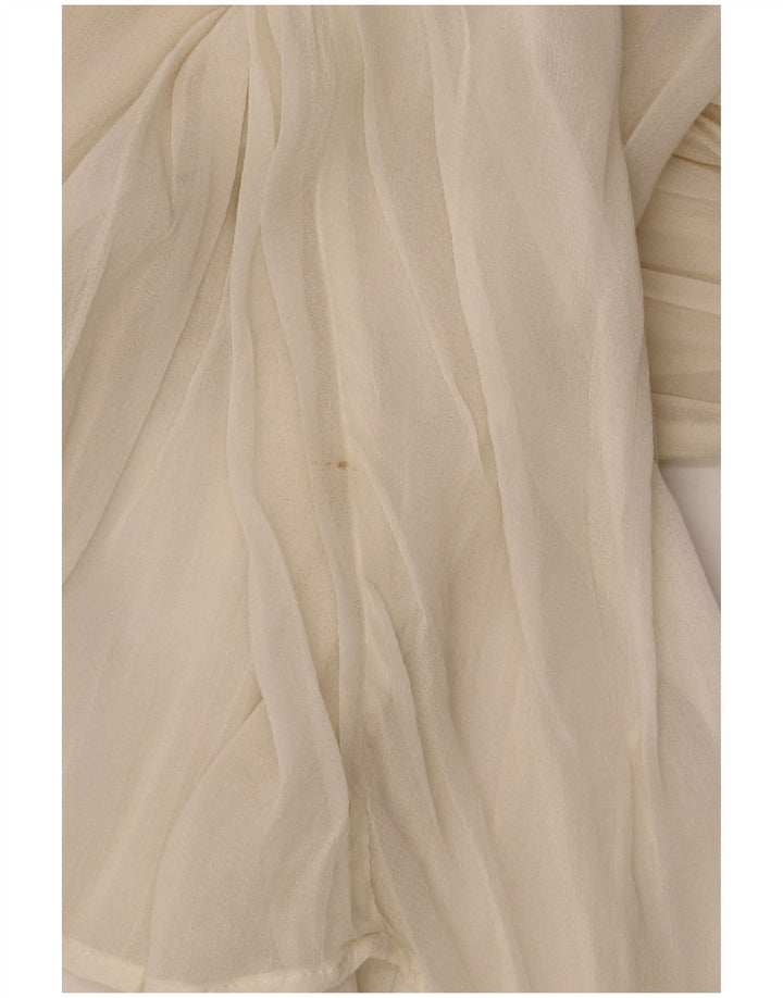 Zara Donna Camicetta Oversize Trasparente a Maniche Lunghe Top UK 10 Small Beige