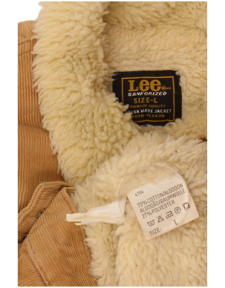 Giacca da donna in velluto a coste Sherpa corto Lee UK 14 grande cotone beige