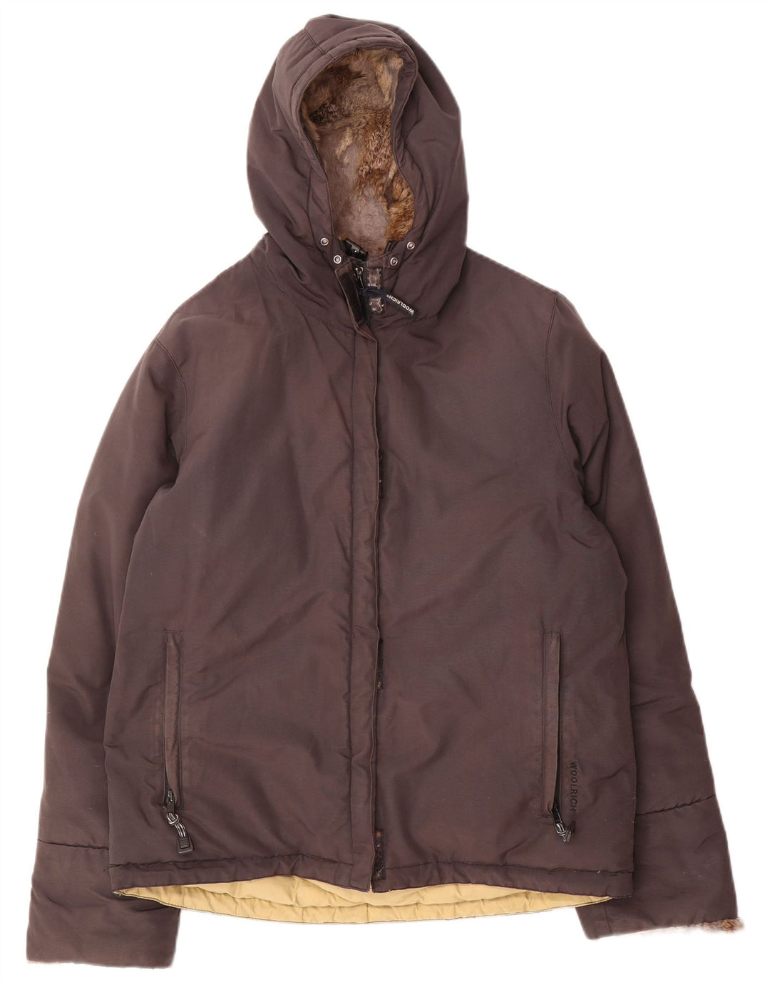 Giacca imbottita con cappuccio da donna Woolrich UK 16 grande marrone