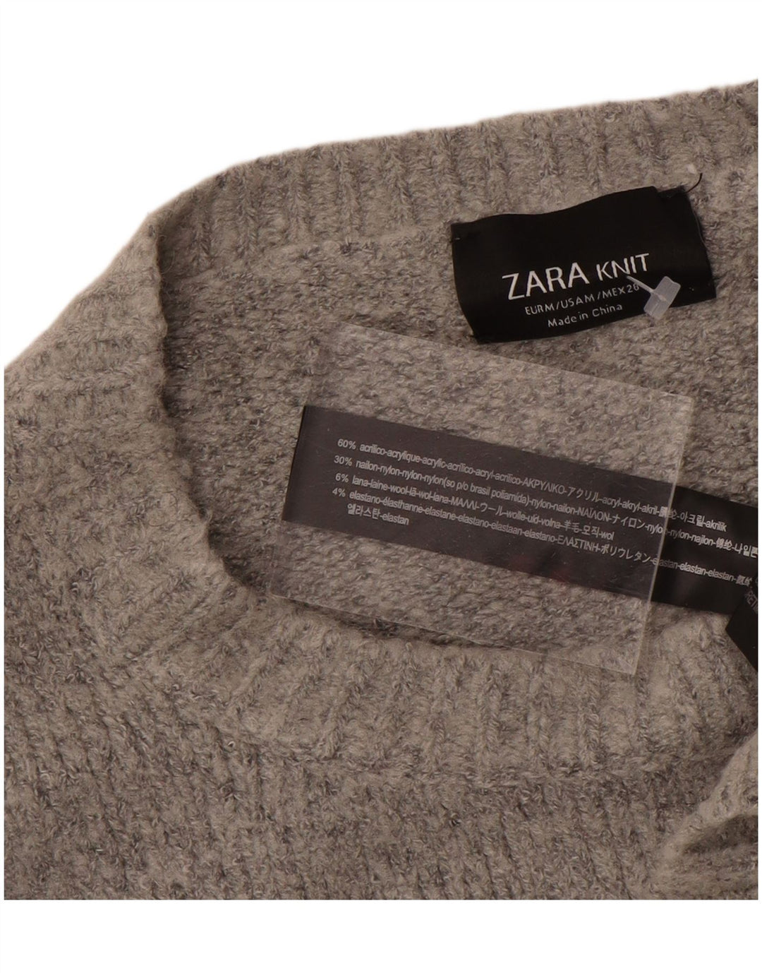 Maglione maglione oversize con scollo a barca da donna Zara UK 14 Acrilico grigio medio