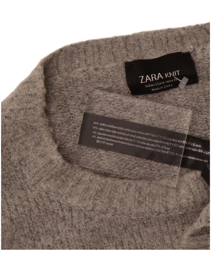 Maglione maglione oversize con scollo a barca da donna Zara UK 14 Acrilico grigio medio