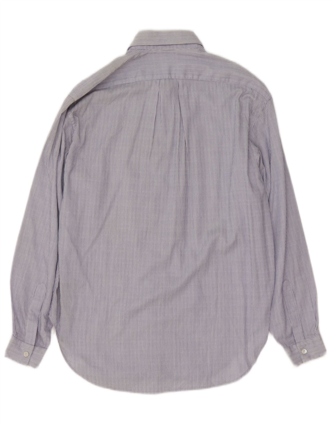Camicia da donna vintage UK 14 cotone gessato blu medio