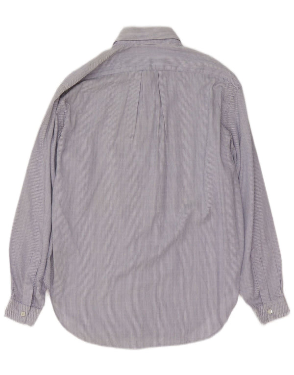 Camicia da donna vintage UK 14 cotone gessato blu medio