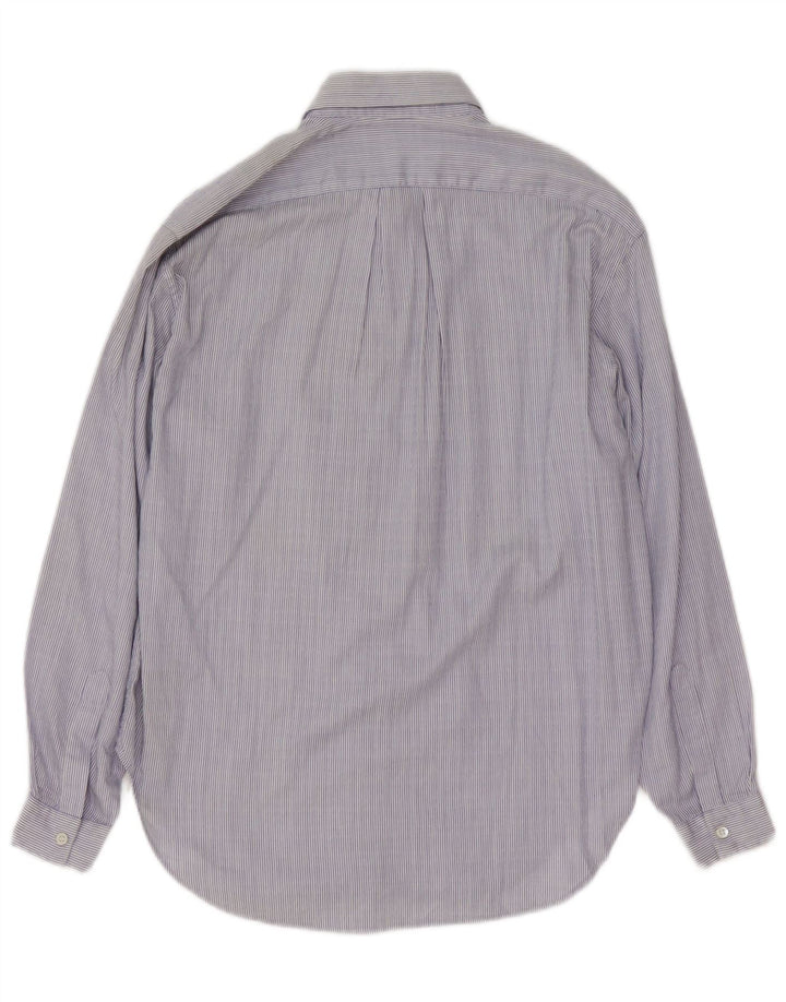 Camicia da donna vintage UK 14 cotone gessato blu medio