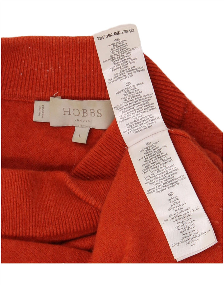 Maglione da donna Hobbs Crop Turtle Neck Jumper UK 16 Large Orange Wool