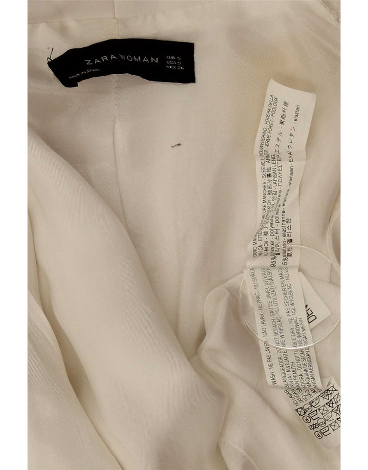 Giacca blazer da donna con maniche a 3/4 Zara UK 10 piccola poliestere bianco