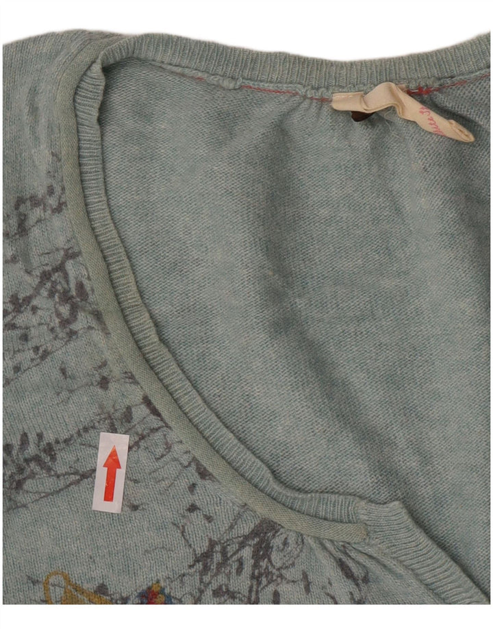 Maglione cardigan da donna White Stuff UK 12 Viscosa floreale blu medio