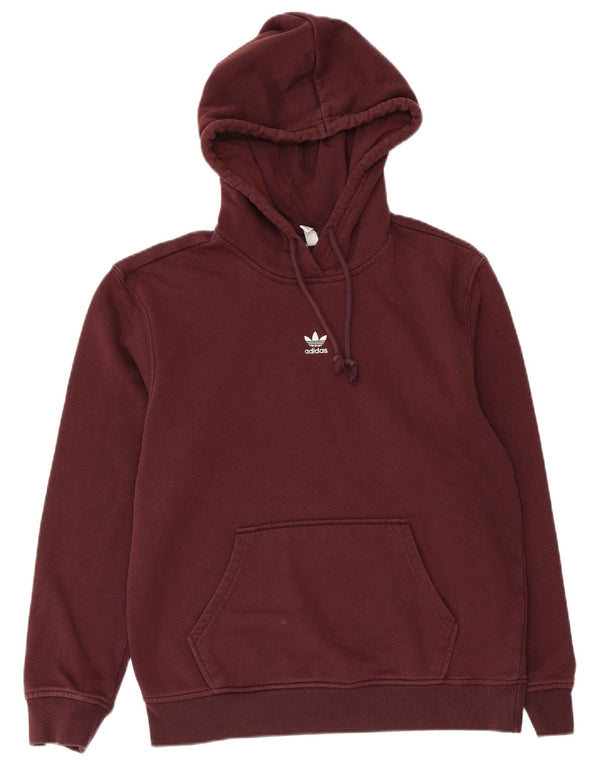 Maglione oversize con cappuccio da donna ADIDAS UK 10 piccolo in cotone bordeaux