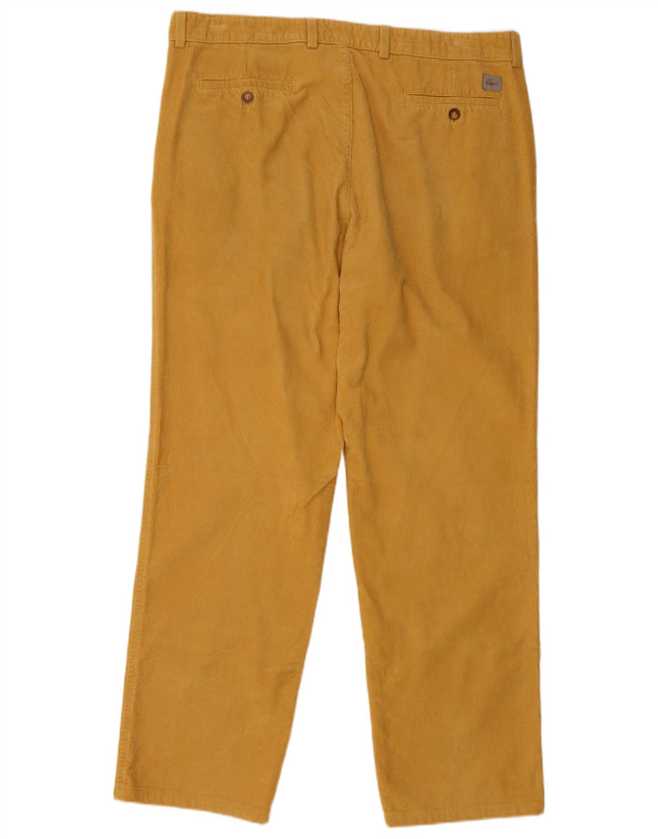 LACOSTE Mens Straight Corduroy Trousers Size 48 XL W38 L31 Yellow Cotton