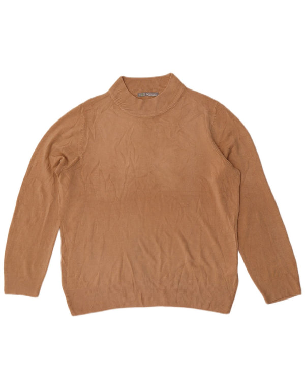 Maglione maglione a collo alto da donna Marks & Spencer UK 16 grande marrone