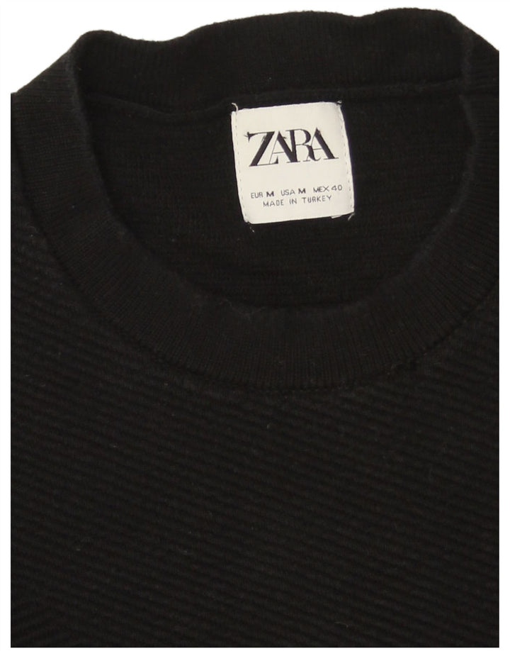 Maglione maglione girocollo da uomo Zara in cotone nero medio