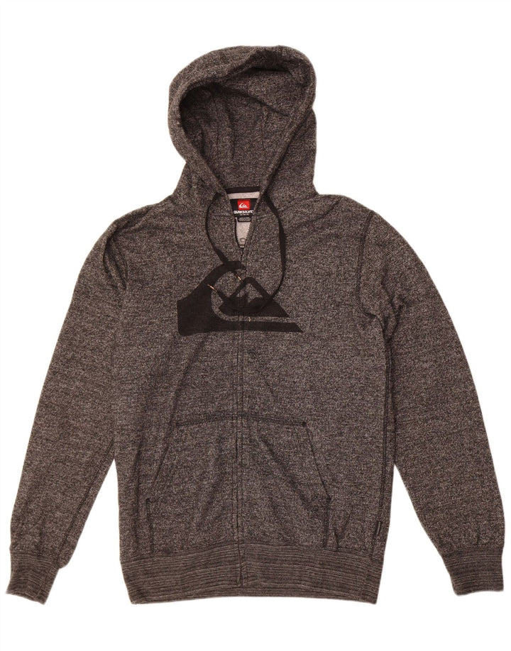 Maglione con cappuccio e zip grafica da uomo Quiksilver in poliestere grigio medio