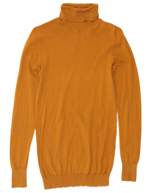 Maglione maglione a collo alto da donna Benetton UK 8 piccolo giallo