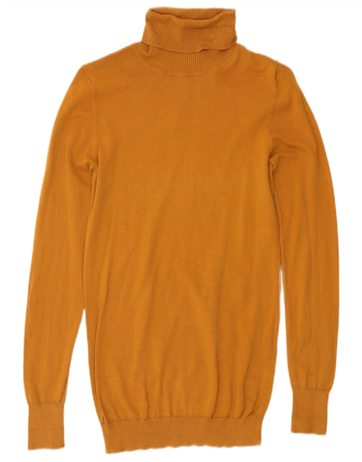 Maglione maglione a collo alto da donna Benetton UK 8 piccolo giallo