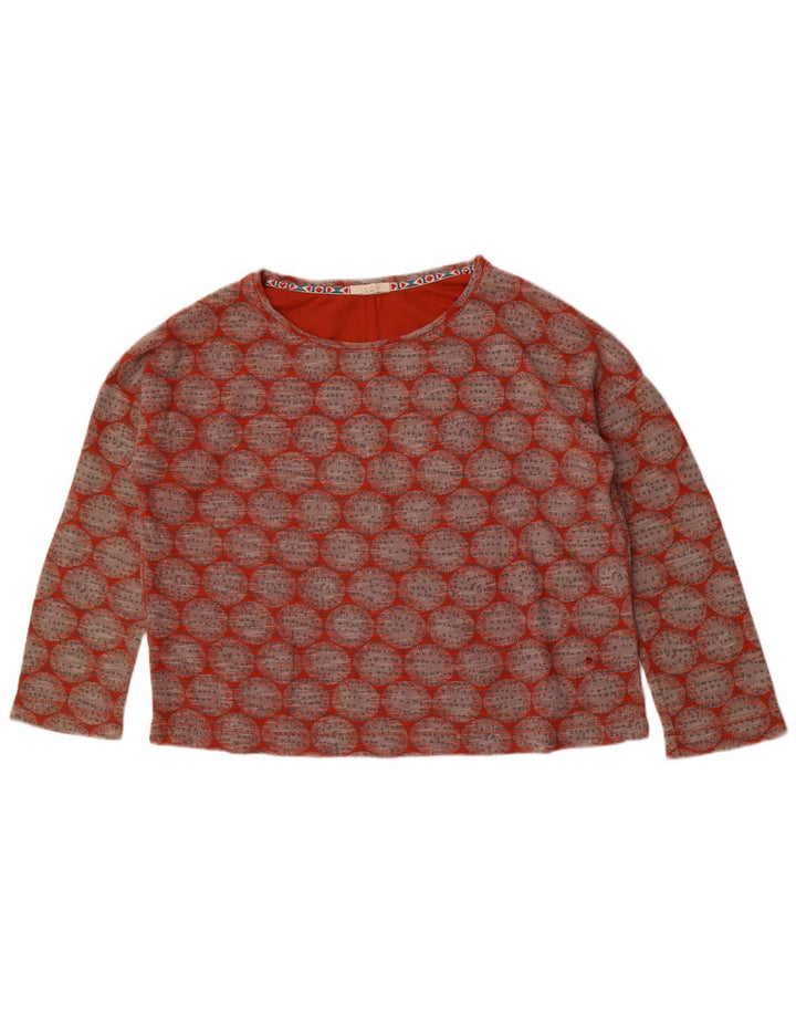 Top corto da donna a maniche lunghe White Stuff UK 12 Rosso medio geometrico