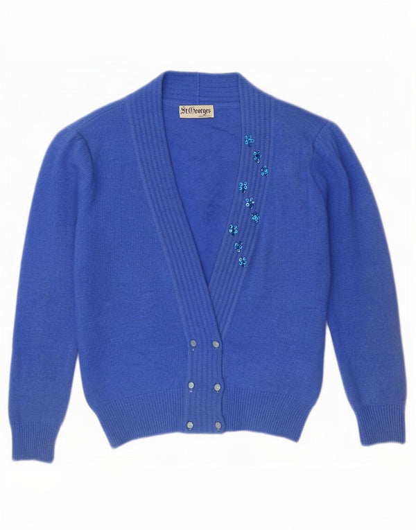 St. Georges Womens Oversized Cardigan Sweater US 4 Small Blue