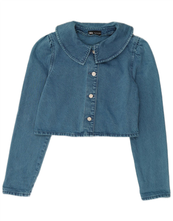 Giacca in denim corto da donna Zara UK 14 cotone blu medio