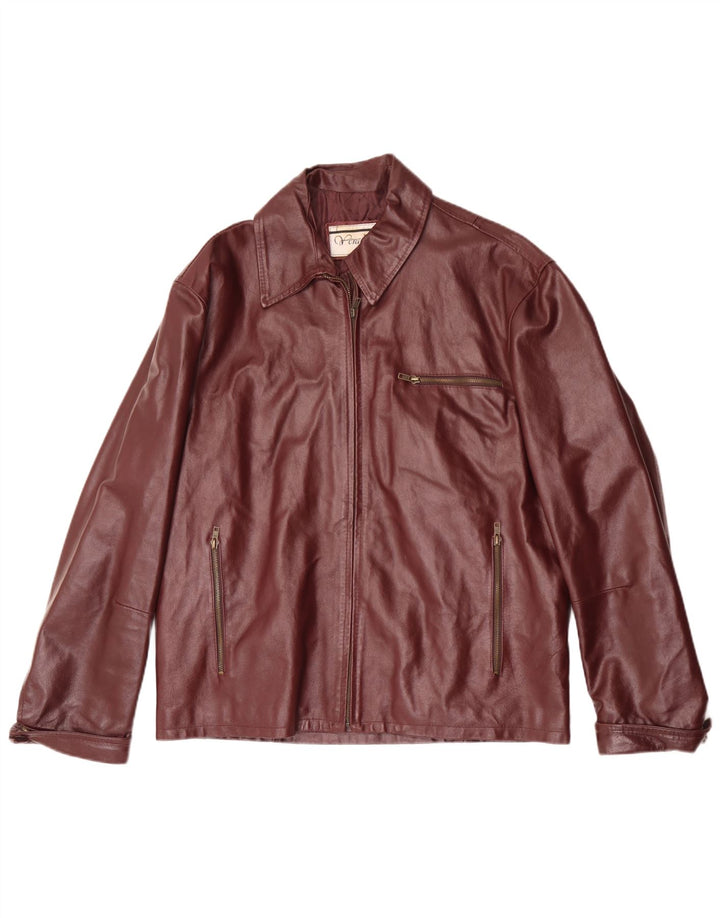 Giacca in pelle vintage da uomo UK 40 grande bordeaux