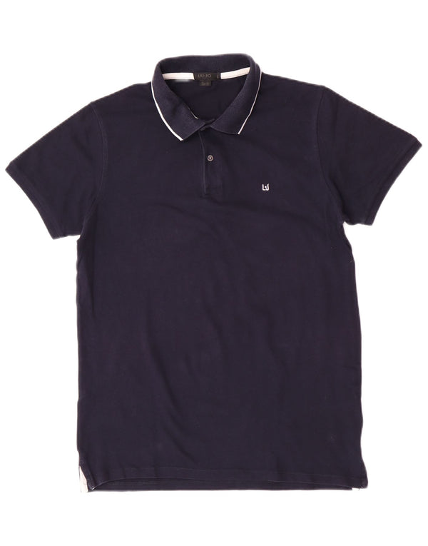 Polo da uomo slim fit Liu Jo grande in cotone blu navy