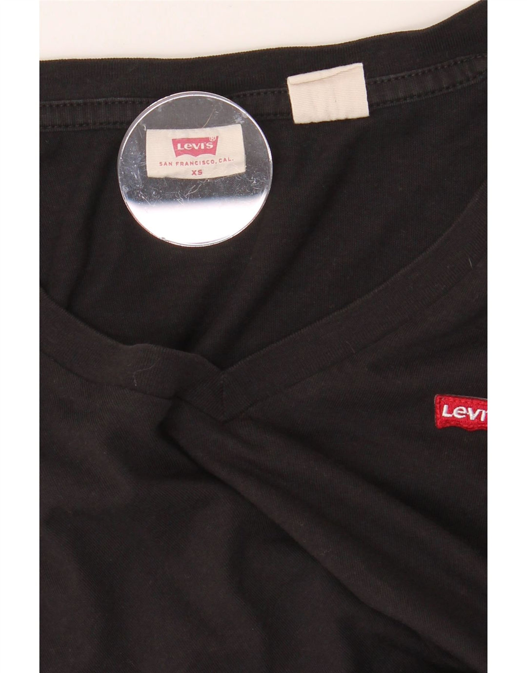 LEVI'S Womens T-Shirt Top UK 6 XS Black Vintage Levi's and Second-Hand Levi's from Messina Hembry 