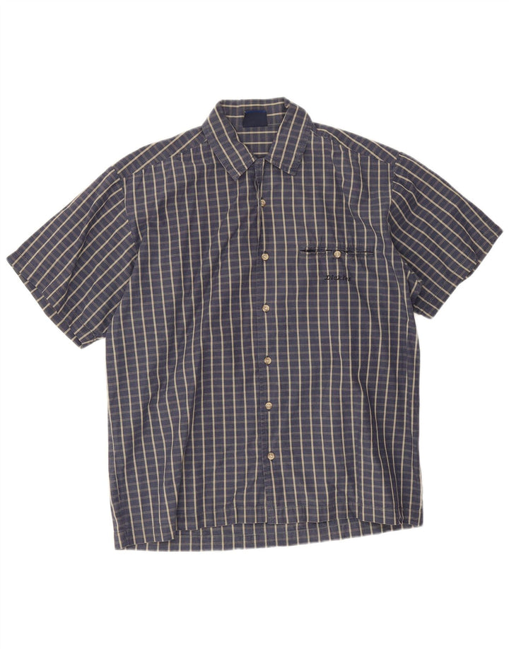 Dickies Camicia a maniche corte da uomo in cotone a quadri blu navy medio