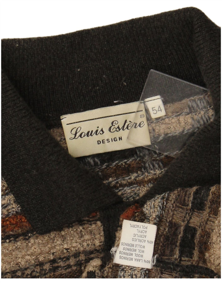 LOUIS ESTERE Maglione da uomo con collo alto IT 54 XL Lana a righe marrone