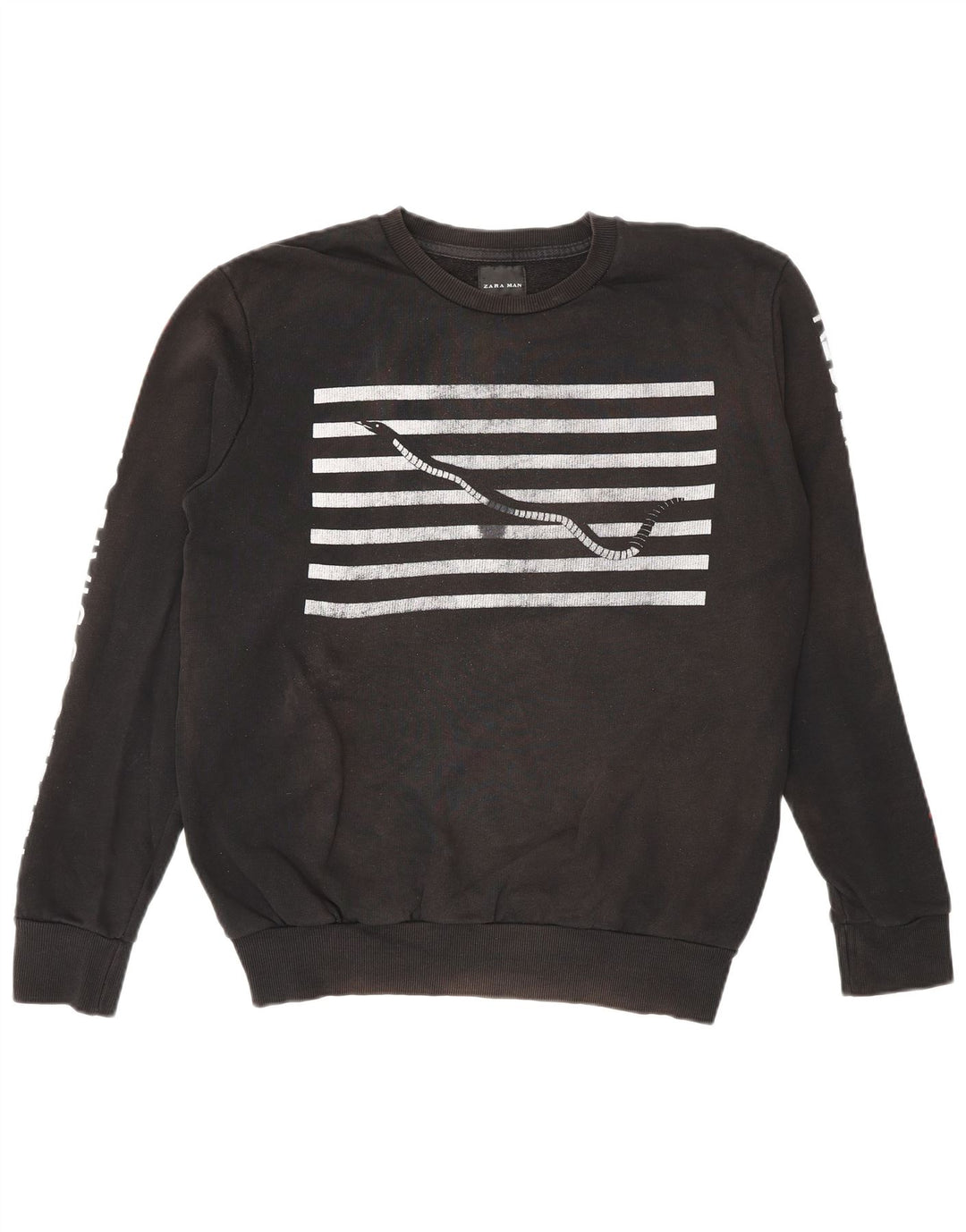 Felpa grafica da uomo Zara Maglione piccolo nero