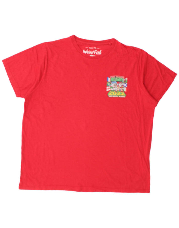 T-shirt grafica da uomo WEIRD FISH Top 2XL cotone rosso