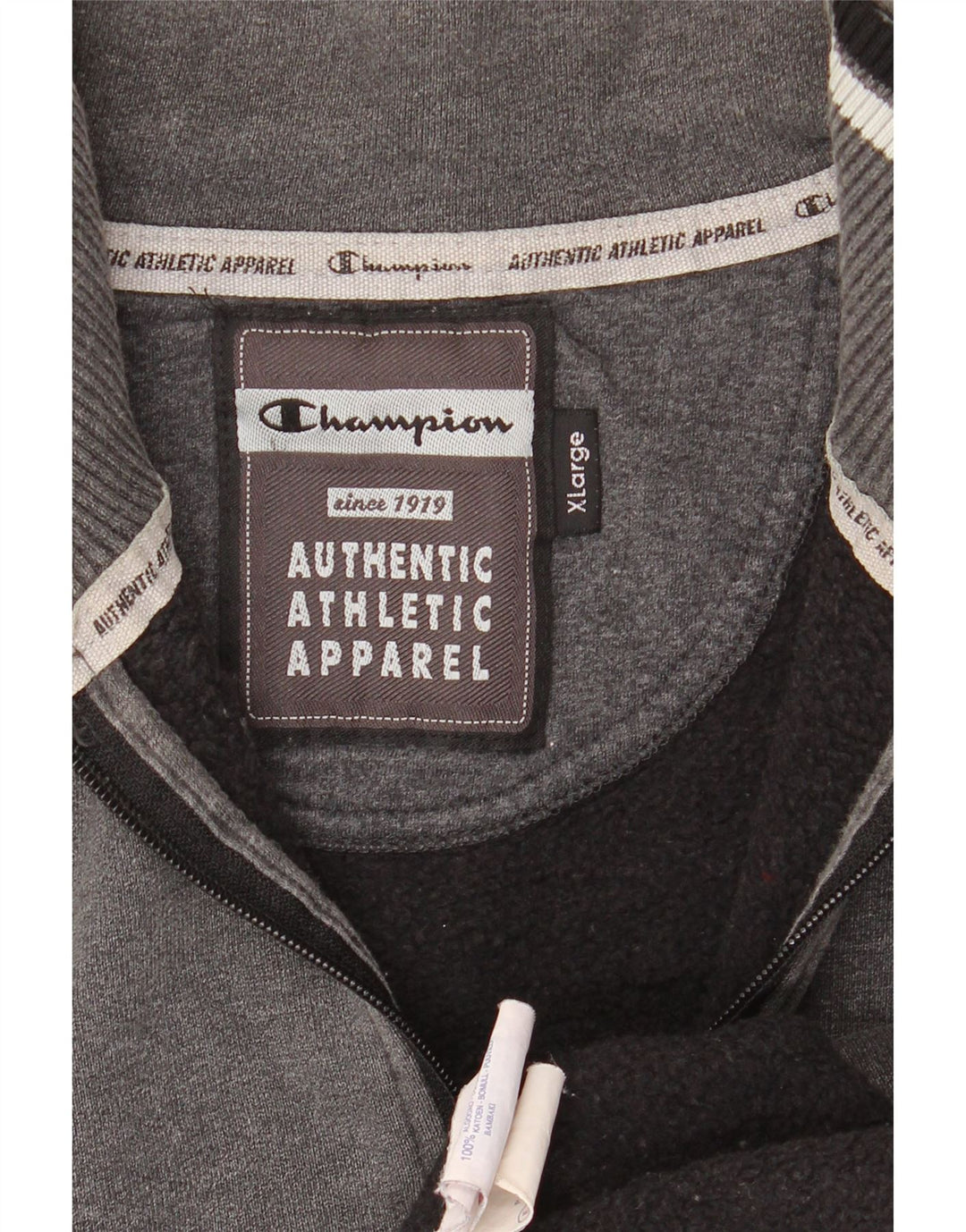 Felpa da uomo con collo con zip CHAMPION Maglione XL Cotone grigio