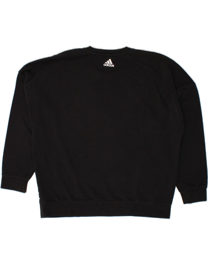 ADIDAS Womens Oversized Graphic Sweatshirt Jumper UK 12/14 Medium Black Vintage Adidas and Second-Hand Adidas from Messina Hembry 