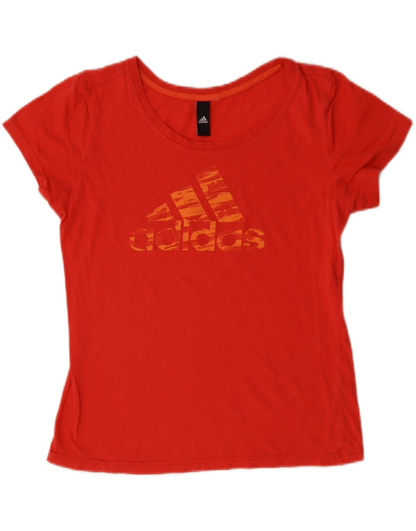 T-shirt grafica da donna ADIDAS Top UK 12 rosso medio in cotone