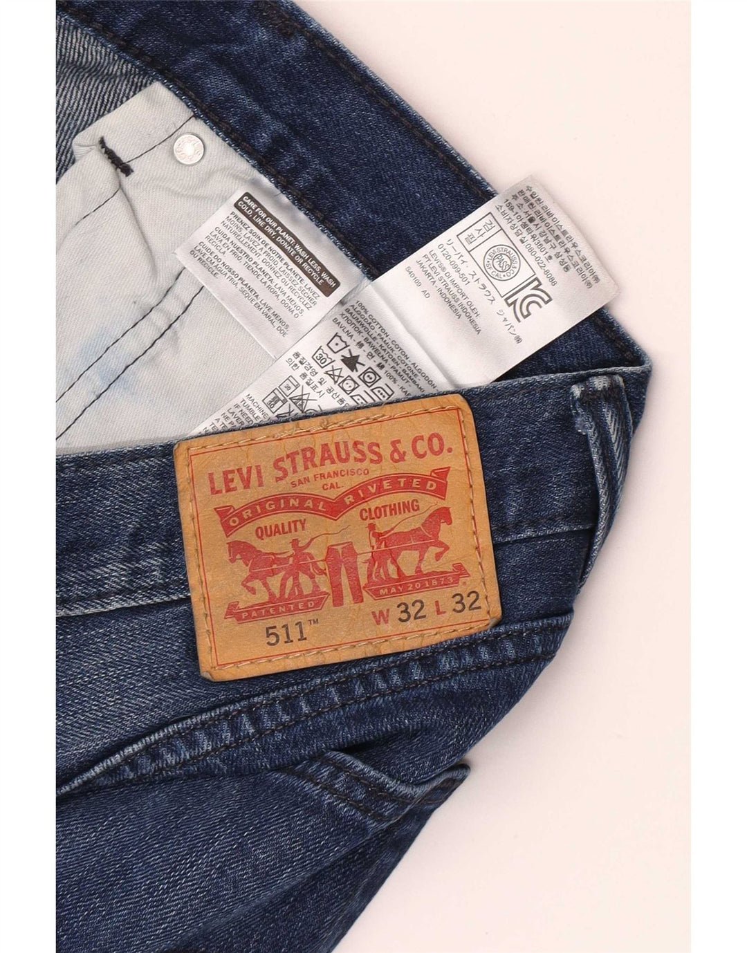 Levi's Uomo 511 Jeans affusolati slim effetto consumato W32 L32 cotone blu