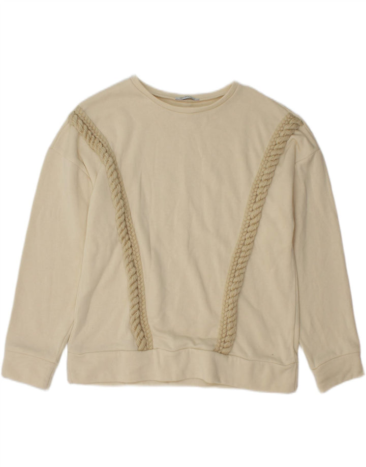 ZARA Womens Oversized Sweatshirt Jumper UK 10 Small Off White Vintage Zara and Second-Hand Zara from Messina Hembry 