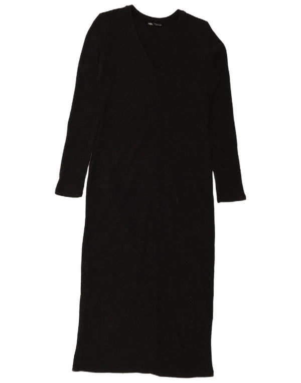 Abito maglione a maniche lunghe da donna Zara UK 10 piccolo nero