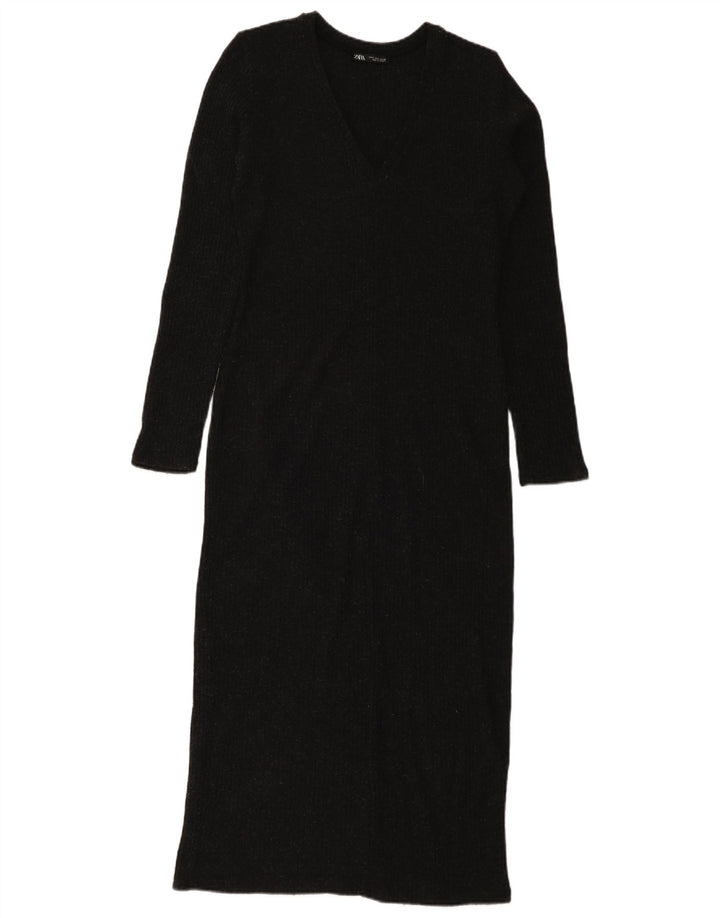 Abito maglione a maniche lunghe da donna Zara UK 10 piccolo nero