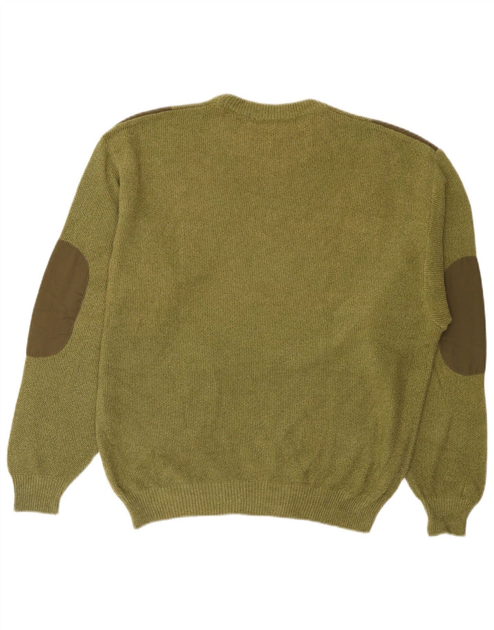 Maglione girocollo da uomo vintage in cotone color block color kaki medio