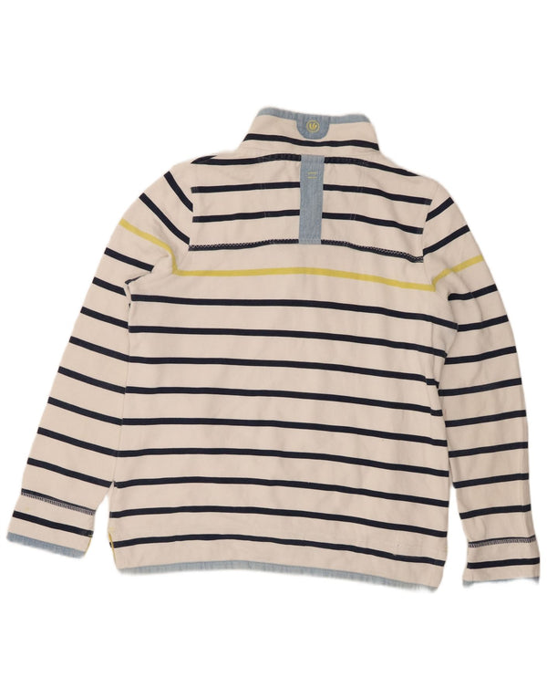 Felpa da donna con collo con zip Fat Face, maglione, UK 14, cotone a righe grandi bianche