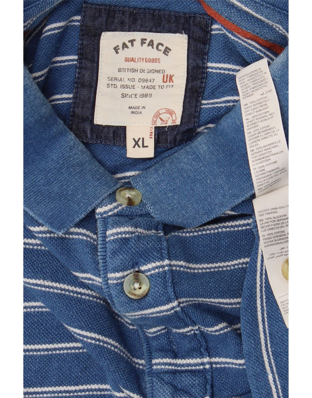 Polo da uomo Fat Face XL in cotone a righe blu
